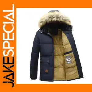 Men's Warm Fleece Lined Hooded Parka 5XL