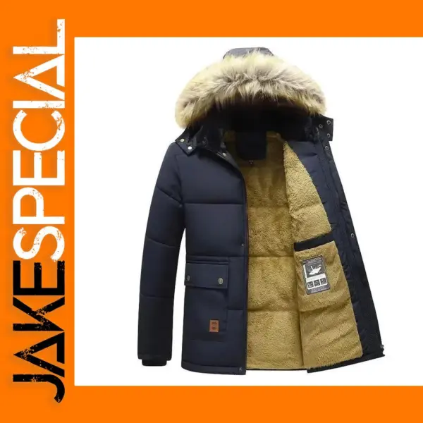 Men's Warm Fleece Lined Hooded Parka 5XL
