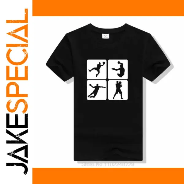Funny Handball Player Graphic Cotton T-Shirt for Men