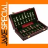 Antique Bronze Chess Set with Wooden Box