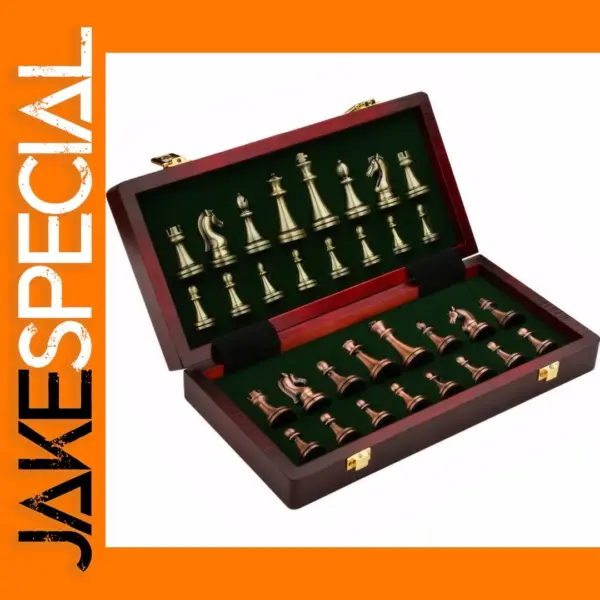 Antique Bronze Chess Set with Wooden Box