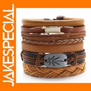 5 Pcs Woven Leather Wing Charm Bracelets