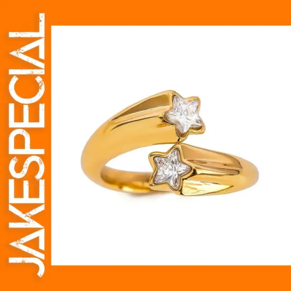 Asymmetric Pentagram Zirconia Ring for Women