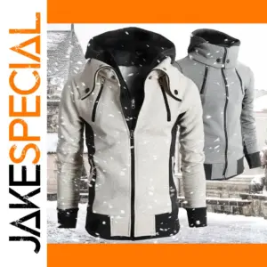 Men's Warm Zipper Hoodie with Scarf Collar