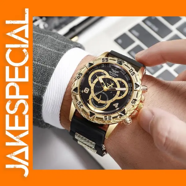 Men's Quartz Analog Wristwatch with Silicone Band