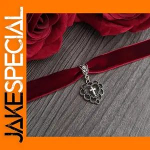 Gothic Cross Heart Choker Necklace for Women