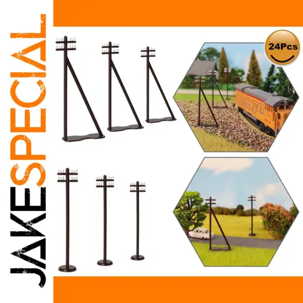 24pcs HO Scale Model Train Power Poles