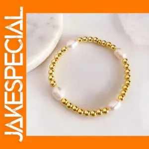 Gold Plated Freshwater Pearl Stretch Bracelet