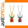 Kawaii Heart Gold Necklace with Lilo and Stitch