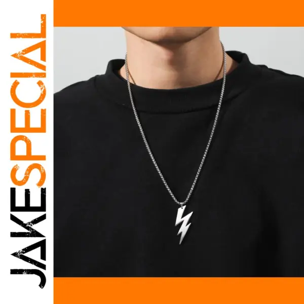 Stainless Steel Lightning Pendant Necklace