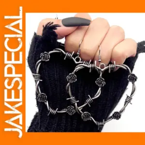 Gothic Heart Barbed Wire Drop Earrings