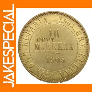 1905 Finland 10 Markkaa Gold Imitation Coin