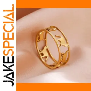 Cute Stainless Steel Walking Cat Ring
