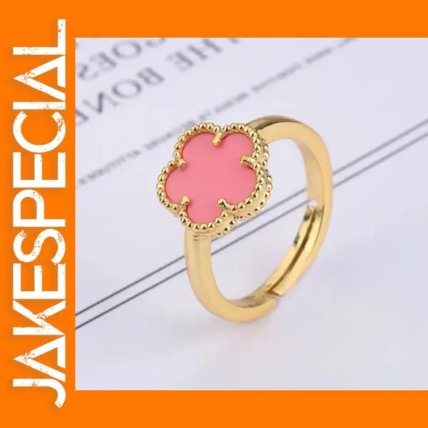 Natural Stone Adjustable Flower Rings for Women