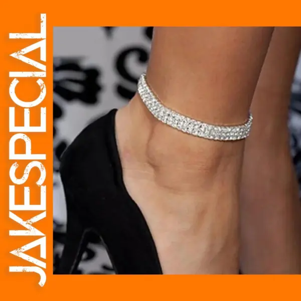 Adjustable Silver Crystal Anklet for Women