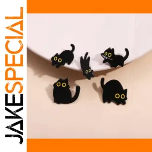Black Cat with Knife Enamel Brooch Decor