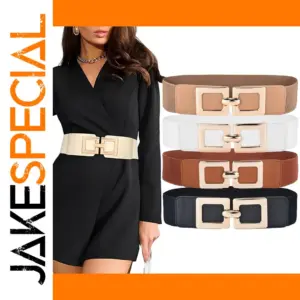 Wide Stretchy Elastic Gold Waist Belt for Women
