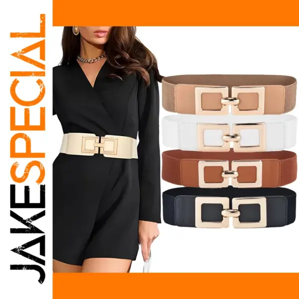 Wide Stretchy Elastic Gold Waist Belt for Women
