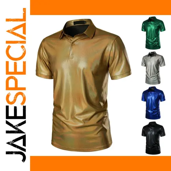 Casual Metallic Short Sleeve T-Shirt for Men