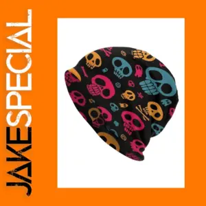 Vibrant Skull Design Beanie Hat for Adults