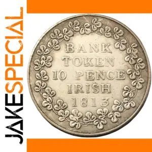 Antique Silver Plated 1813 Irish 10 Pence Token