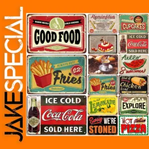 Tacos Pizza Cola Retro Metal Wall Sign