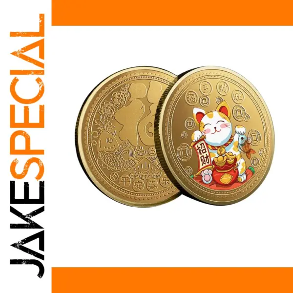 Gold Plated Lucky Cat Replica Coin