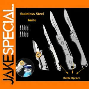 Folding Knife with Replaceable Blades and Opener