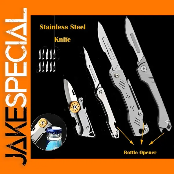 Folding Knife with Replaceable Blades and Opener