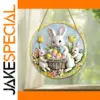 Spring Theme White Rabbit Tulip Round Frame Decor
