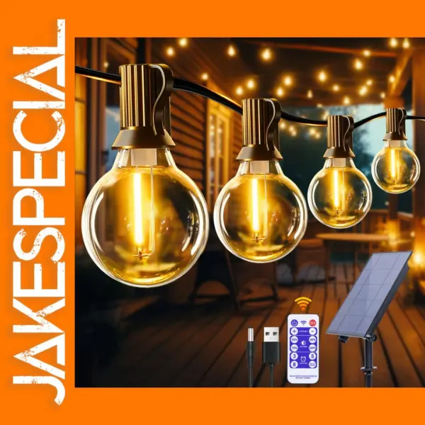 Solar G40 LED String Lights for Outdoor Use