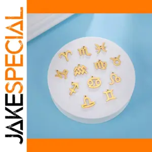 12pcs Stainless Steel Zodiac Charm Pendants