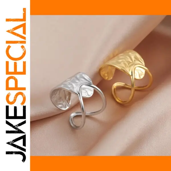 Geometric Adjustable Stainless Steel Rings for Women