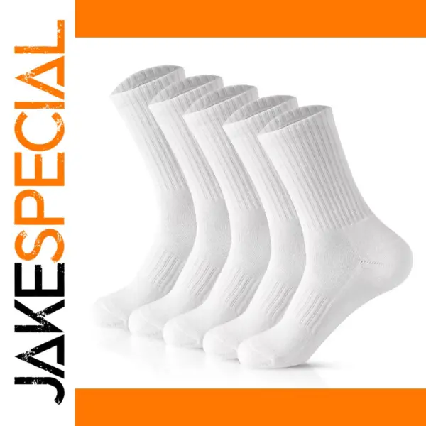 Men's Cotton Crew Socks - 5 Pairs Set