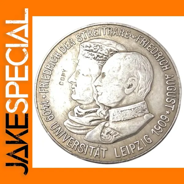 1909 Saxony 5 Mark Silver Plated Replica Coin