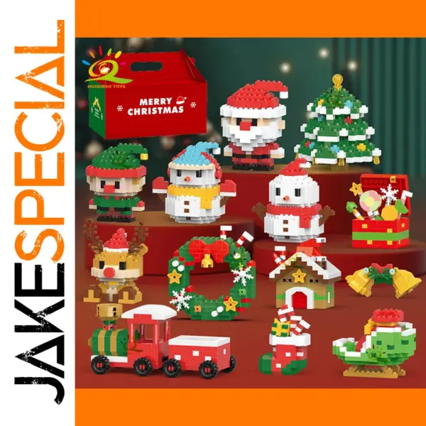 Christmas Elk Deer Santa Claus Building Blocks Set