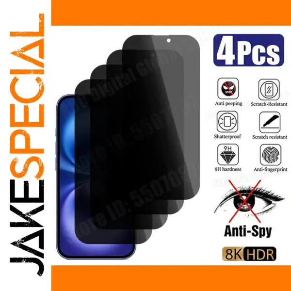 4PCS Privacy Glass for iPhone Models Anti-spy
