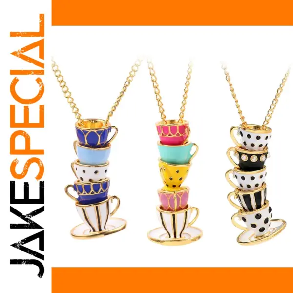Boho Handmade Tea Cup Pendant Necklace