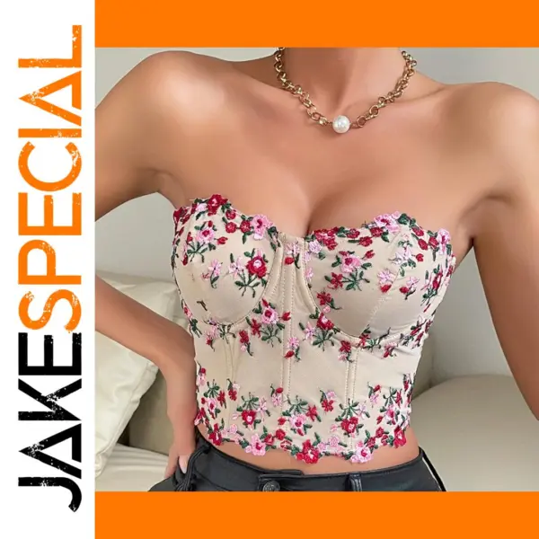 Y2K Floral Lace Crop Top for Women