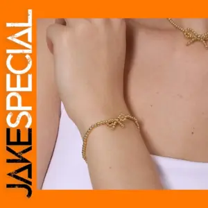 Gold Plated Bowknot Beaded Bracelet for Women