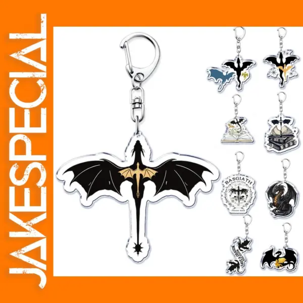 Fourth Wing Black Dragon Keychain Pendant