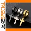 2pc Stainless Steel Cross Hoop Earrings
