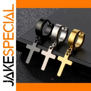 2pc Stainless Steel Cross Hoop Earrings