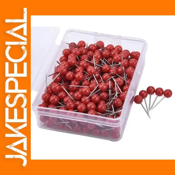 100Pcs Red Round Push Pins with Stainless Tips
