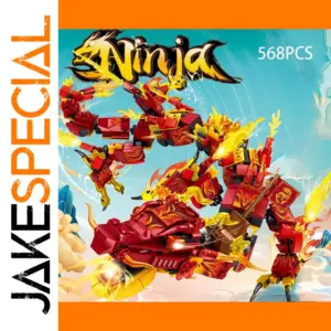 Flame Gold Dragon Mech Building Blocks Set