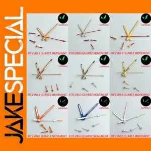 VK63 VK63A Watch Hands with Green Luminous Tips