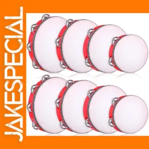 Wooden Tambourine with Metal Jingles 4-10 Inch