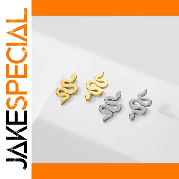 Gold Snake Stud Earrings for Women