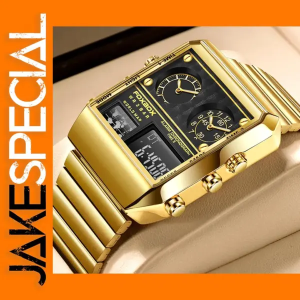 Men's Luxury Digital Square Watch with Dual Display