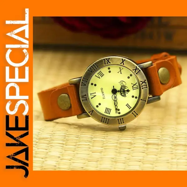 Vintage Cow Leather Strap Watch for Women